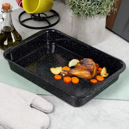 Brytfanna emaliowana blacha forma do pieczenia mięsa ciasta 35,5x24x5 cm 3 l