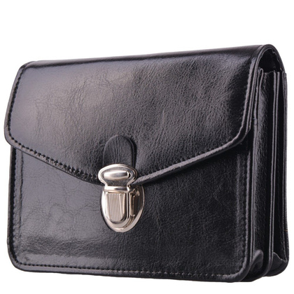 Saszetka skórzana KEMER S102 Czarna - min. zamówienie 20 / 50 / 100 szt.