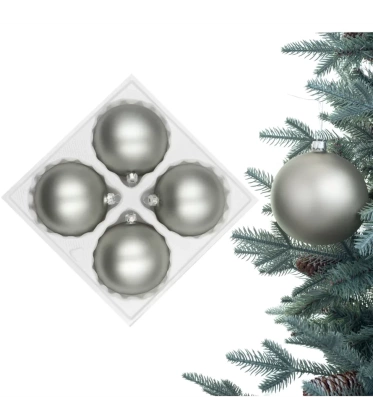 Bombki choinkowe gładkie szklane  komplet 4szt. 10 cm - Grafit mat