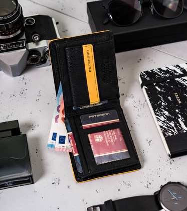 Skorzany sportowy portfel meski z ochrona kart RFID