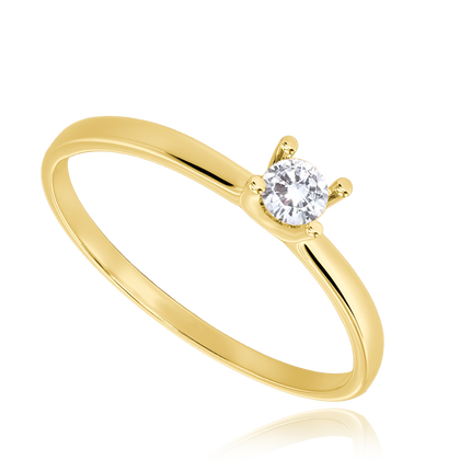 MINET Złoty pierścionek zaręczynowy z białą cyrkonią Au 585/1000 rozm. 13 - 0,75g
