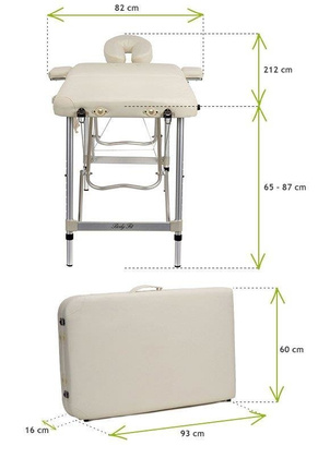 Stół, łóżko do masażu 2-segmentowe aluminiowe Kremowe