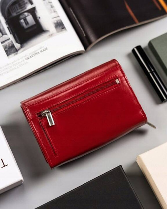 Zestaw prezentowy maly skorzany portfel damski brelok i dlugopis