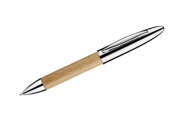 Zestaw upominkowy FRED składający się z długopisu oraz breloka wykonanych z metalu i drewna