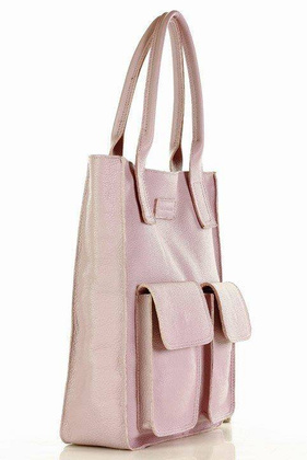 Torebka skórzany shopper z kieszeniami MAZZINI - Ravenna pastelowy róż - min. zamówienie 20 / 50 / 100 szt.