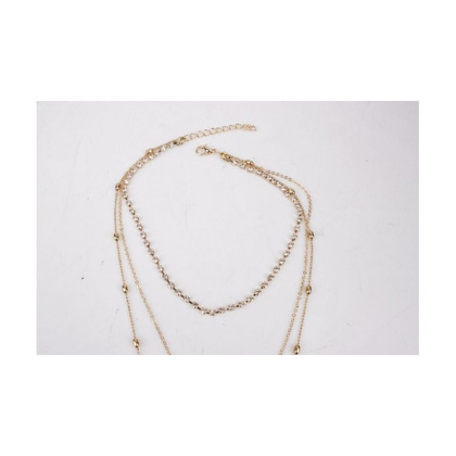 NASZYJNIK CHOKER TRZYCZĘŚCIOWY Z PEREŁKĄ I KRYSZTAŁKAMI N546