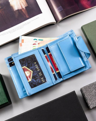 Skorzany portfel damski z systemem RFID