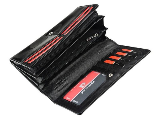 Lakierowany, poziomy portfel damski ze skóry naturalnej