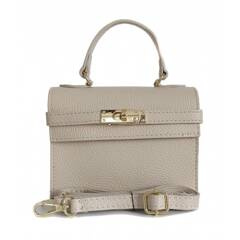 Włoska zgrabna skórzana listonoszka Vera Pelle kuferek,kufereczek Jasny beż VPK321E