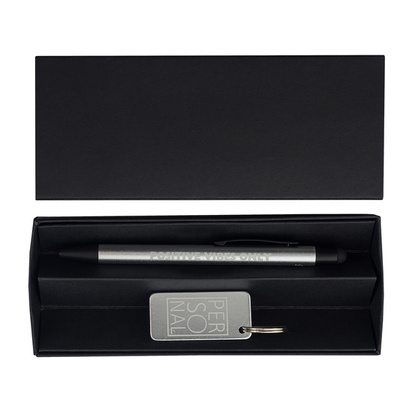 Zestaw upominkowy długopis i brelok Couple, srebrny