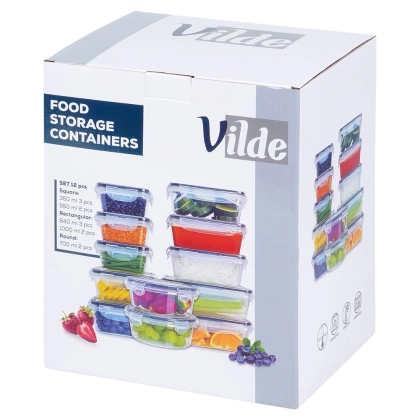 Pojemniki na żywność z pokrywką i uszczelką 12 szt.