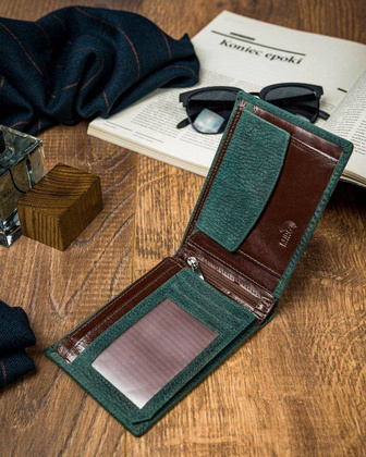 Piękny kolorowy portfel męski skórzany