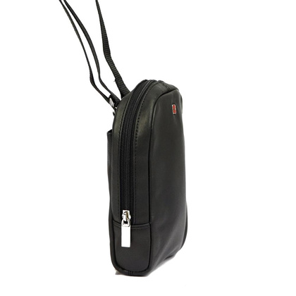 Skórzana saszetka męska / listonoszka, czarna