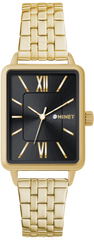 MINET Czarny damski zegarek SIENA ze złotą stalową bransoletką
