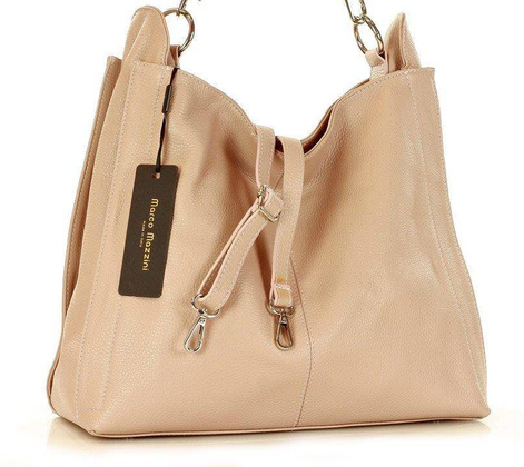 MARCO MAZZINI Miejska torebka skórzana vera pelle classico pudrowy róż - min. zamówienie 20 / 50 / 100 szt.