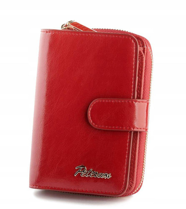 Skórzany portfel damski na zatrzask Peterson Czerwony
