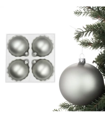 Bombki choinkowe gładkie szklane  komplet 4szt. 10 cm - Grafit mat