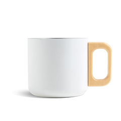 Kubek ze stali nierdzewnej o podwójnych ściankach o pojemności 350 ml, drewniany uchwyt / Neosteel