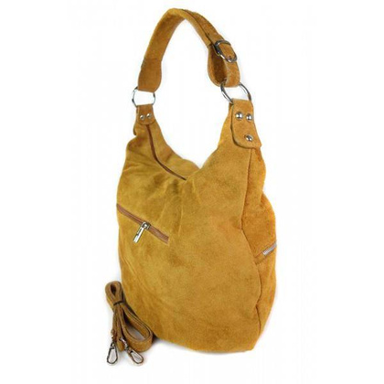 Klasyczny worek na ramię ,zamki suwaki XL A4 Shopper bag zamsz naturalny camel W345C