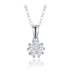 MINET Srebrny naszyjnik kwiat z białymi cyrkoniami