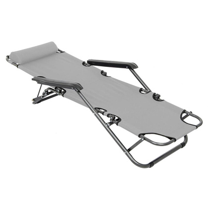 Fotel wielopozycyjny Level z zagłówkiem szary