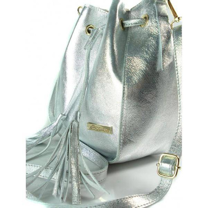 Włoska listonoszka woreczek La Bomba przewieszka złote okucia srebrna skórka nabłyszczana LB38ARG