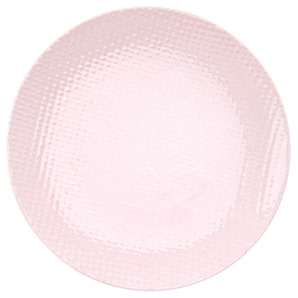 Talerz obiadowy płaski płytki ceramiczny pastelowy różowy duży RELIEF 27 cm