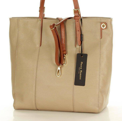 MARCO MAZZINI Elegancka torba skórzana sustainable leather bag beż cappuccino - min. zamówienie 20 / 50 / 100 szt.