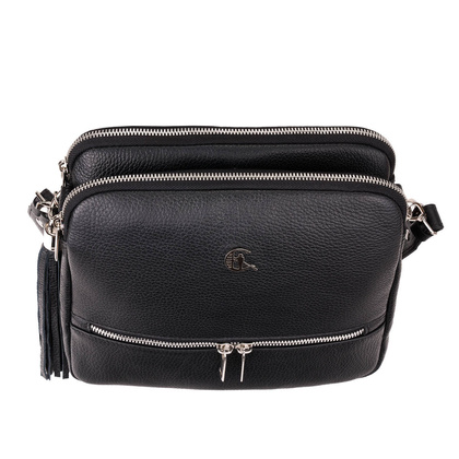 Torebka listonoszka Canaletto z naturalnej skóry groszkowanej i srebrnymi detalami TD840