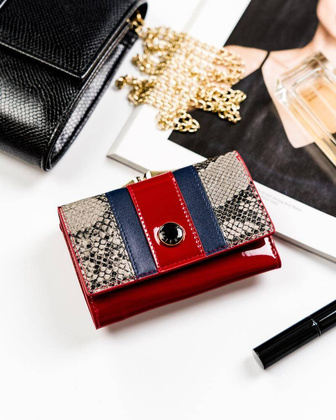 Skórzany portfel damski z portmonetką na bigiel