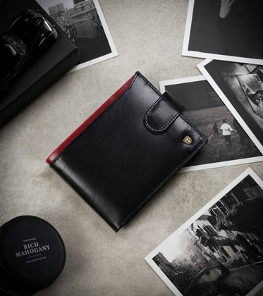 Skórzany portfel męski z kieszenią na dowód rejestracyjny