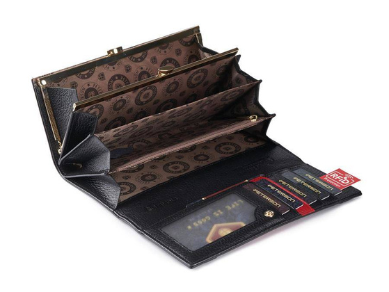 Skórzany, lakierowany portfel Peterson Czarny