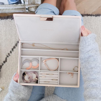 Szkatułka na biżuterię Stackers classic jasnoróżowo-szara z pokrywką