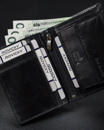 Duży, pionowy portfel męski bez zapięcia z błyszczącej skóry naturalnej