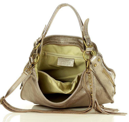 Torebka skórzana eleganc sacco MARCO MAZZINI - dark bronzo złota - min. zamówienie 20 / 50 / 100 szt.