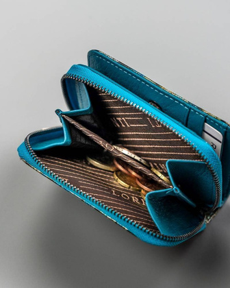 Portfel damski ze skóry naturalnej w piórka