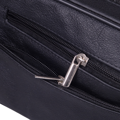 Saszetka skórzana KEMER 016 Czarna - min. zamówienie 20 / 50 / 100 szt.