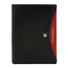 Klasyczny portfel męski bez zapięcia zewnętrznego - Peterson PTN 324.01 czarny + czerwony