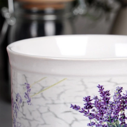 Kubek ceramiczny z uchem / garnuszek do podgrzewania lawenda 650 ml
