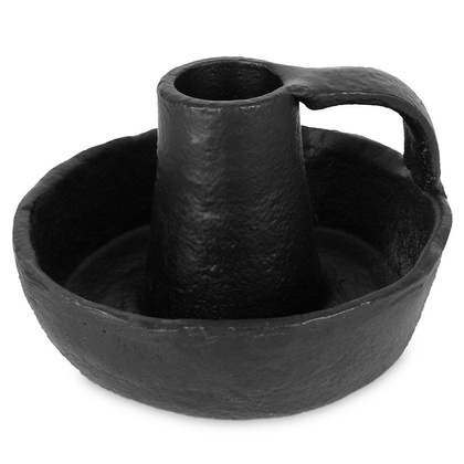 Świecznik na długą świeczkę aluminiowy czarny 10x6 cm