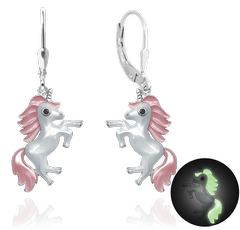 MINET Kolczyki świecące srebrne JEDNOROŻCE