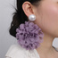 Kolczyki wiszące, efektowne tiulowe kwiat z perła, sztyft fiolet K1709