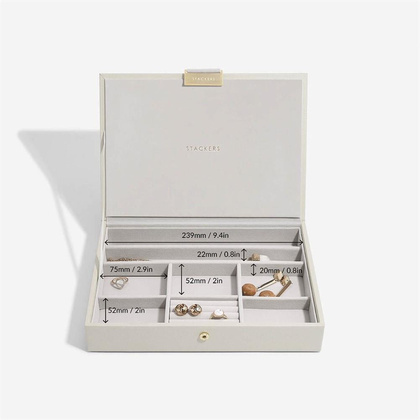 Szkatułka na biżuterię Stackers classic jasnobeżowa z pokrywką
