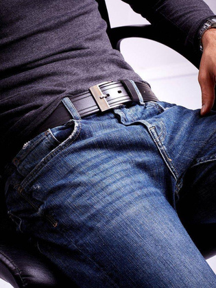 Stylowy, skórzany pasek męski z efektownymi tłoczeniami