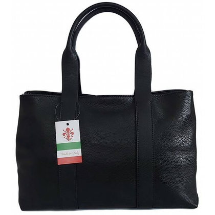 Duża Włoska skórzana torba na ramię mieści XL ,Vera Pelle Czarna  VPA78N