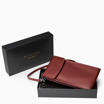 Torebka na telefon skórzana PUCCINI VULCANO VC92525 3B Bordowa