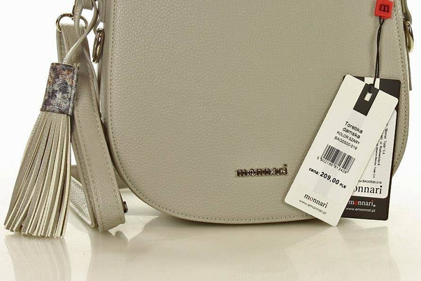 MONNARI Półokrągła listonoszka z dwoma paskami szary - min. zamówienie 20 / 50 / 100 szt.