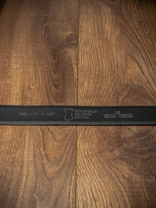 Błyszczący, szeroki pasek męski ze skóry naturalnej 105cm czarny