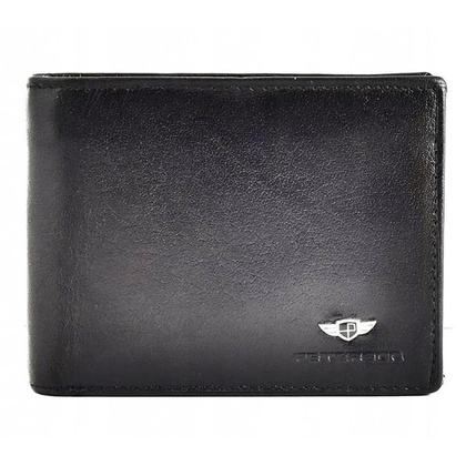 Skórzany portfel męski z łańcuchem Peterson Czarny