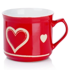 Kubek ceramiczny z uchem / garnuszek do podgrzewania serce 650 ml